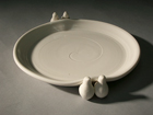 Thrown Porcelain Dish with Bird additions and Turquoise Glaze - Private collection