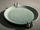 Thrown Porcelain Dish with Bird additions and Turquoise Glaze - Private collection