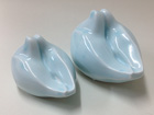 Bone china doves with persian turquoise glaze