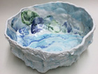 Large bone china crumple pebble and seascape w25cm